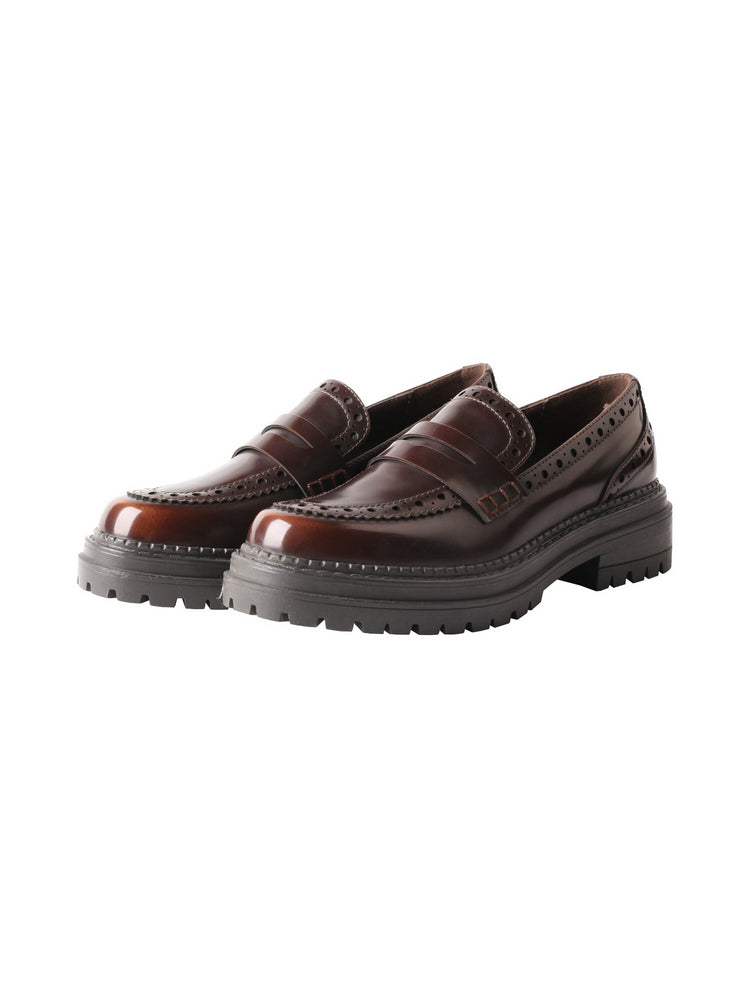 TMA EYES Leather Platform Loafers | Chunky Round Toe Slip-On British Style