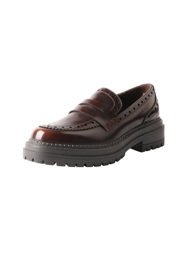 TMA EYES Leather Platform Loafers | Chunky Round Toe Slip-On British Style