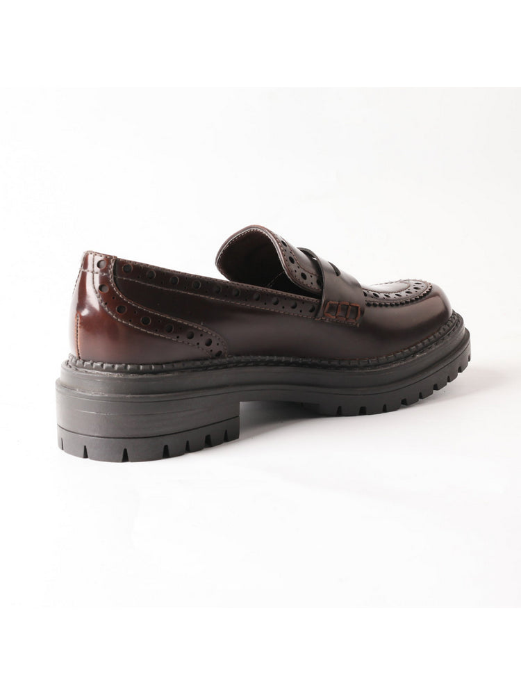TMA EYES Leather Platform Loafers | Chunky Round Toe Slip-On British Style