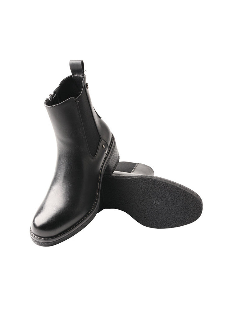 TMA EYES Women's Chunky Heel Chelsea Boots with Round Toe - British Style Short Boots