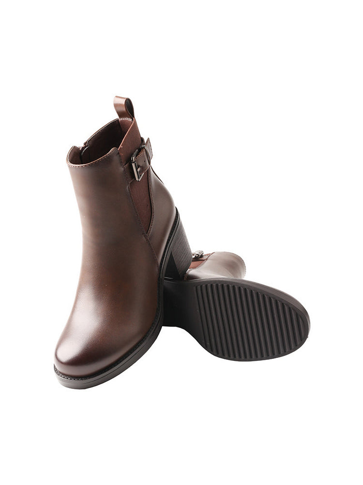 TMA EYES Women's Chunky High Heel Round Toe Side Zipper Ankle Boots