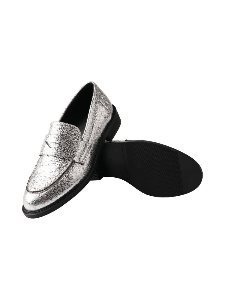 TMA EYES Snake Print Loafers  Leather Pointed-Toe Slip-On Low Chunky Heel