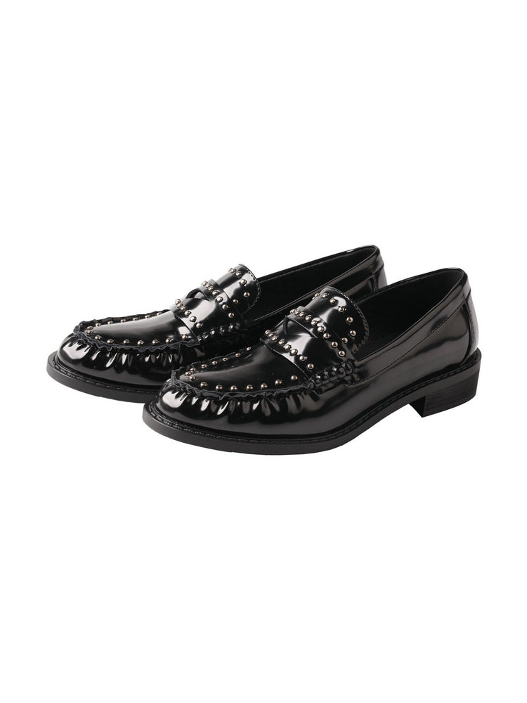 TMA EYES Patent Leather Loafers  Pointed-Toe Rivet Slip-On Flats Women's