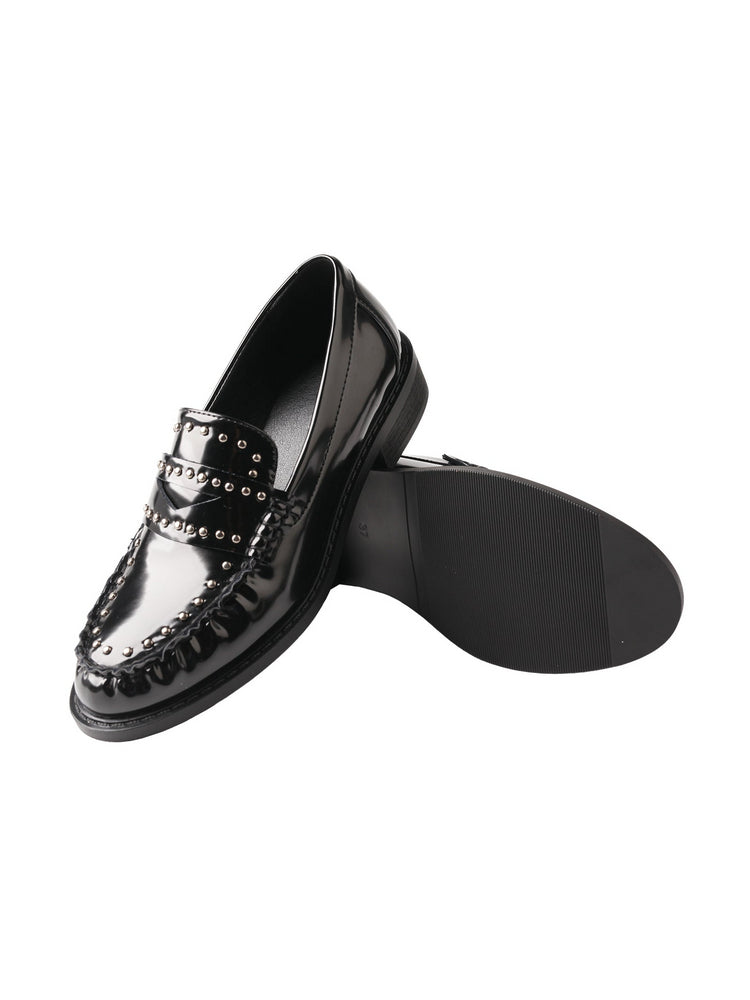 TMA EYES Patent Leather Loafers  Pointed-Toe Rivet Slip-On Flats Women's