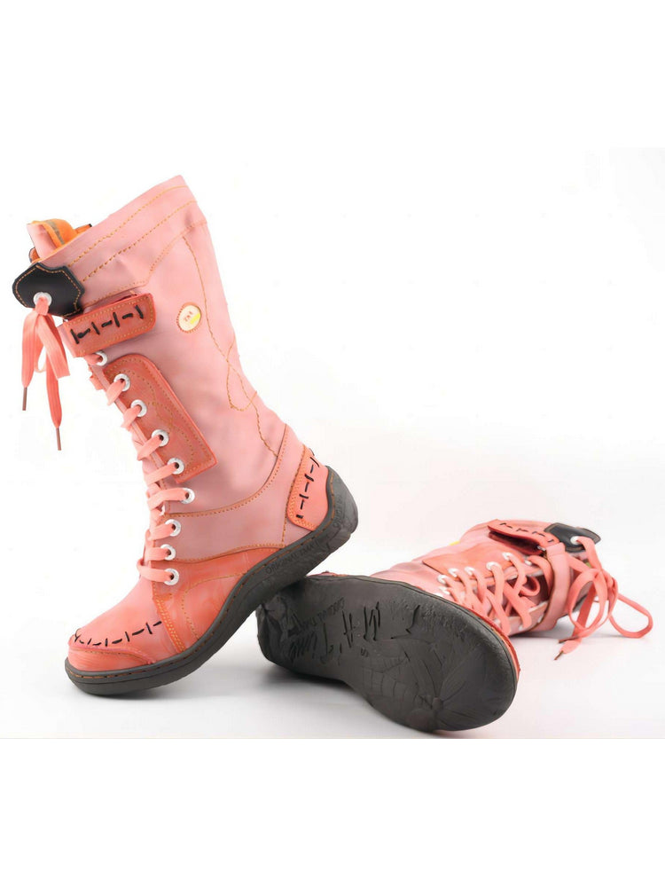 TMA EYES Faux Fur Mid-Calf Boots  Patchwork Leather/PU Hand Stitched Lace-Up