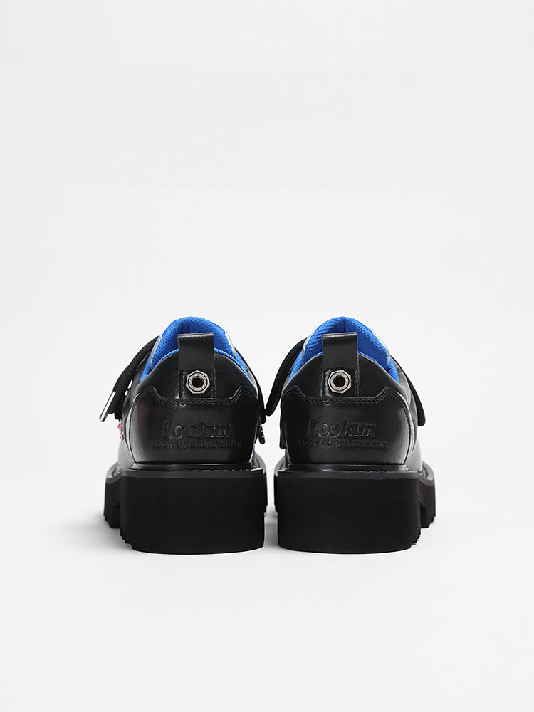 ADC Silver Star Low-Top Sneaker Black Leather Chunky Platform Shoe