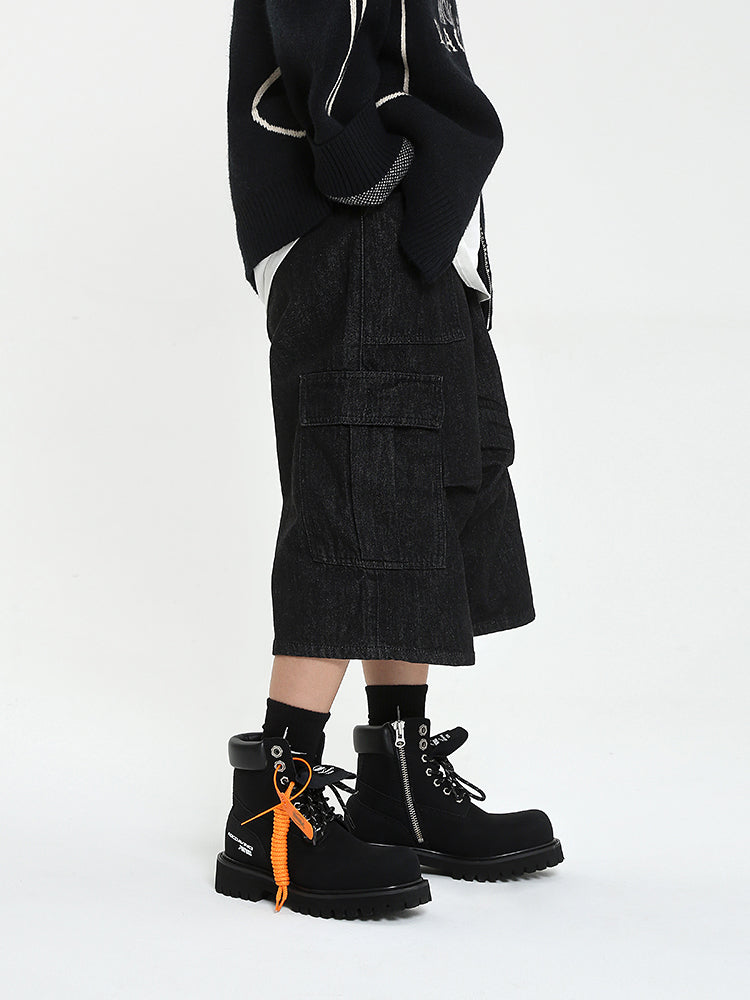 ADC Men's Black Combat Boots  Fur Lined Outdoor Platform Workwear