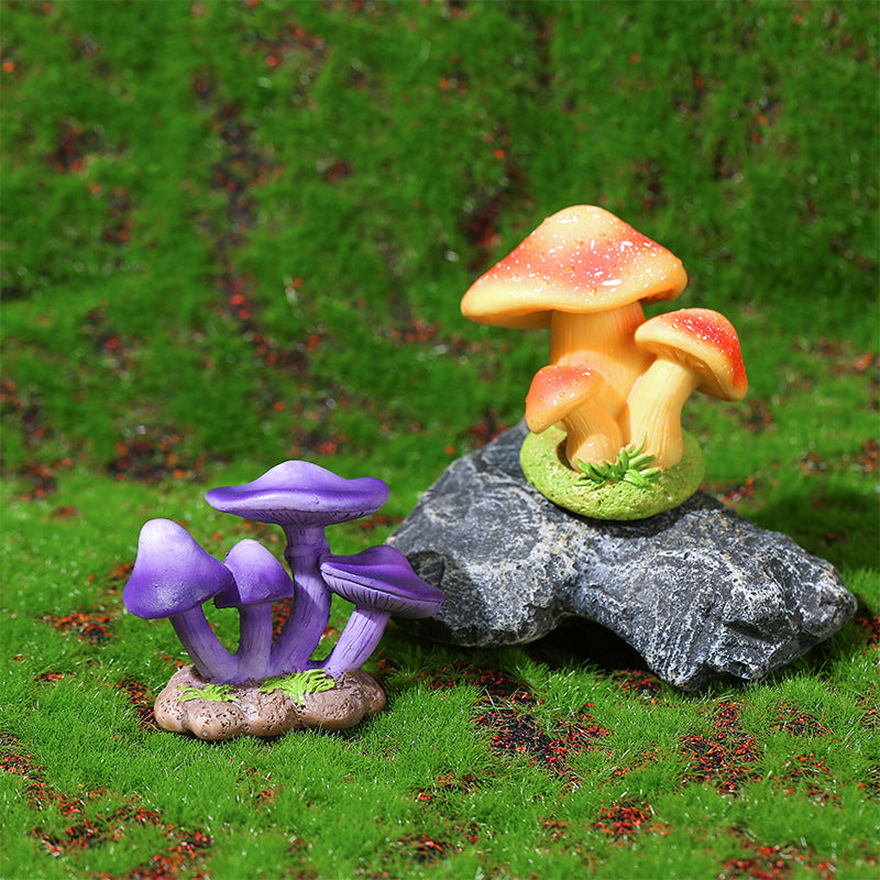 Resin Mushroom Miniature Figurine Fairy Garden Decor Micro Landscape Aquarium Ornament
