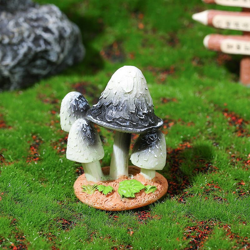 Resin Mushroom Miniature Figurine Fairy Garden Decor Micro Landscape Aquarium Ornament