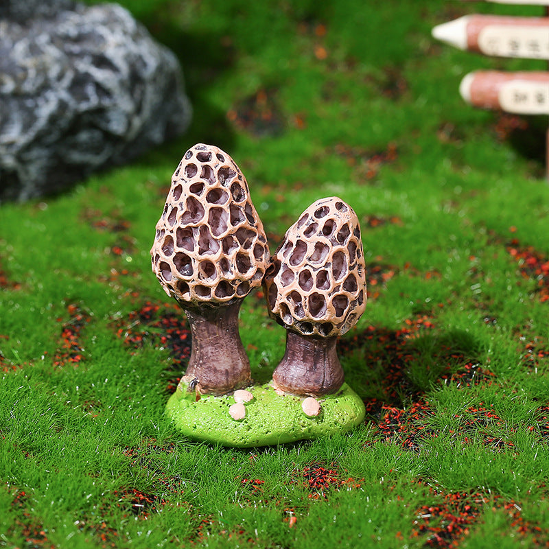 Resin Mushroom Miniature Figurine Fairy Garden Decor Micro Landscape Aquarium Ornament
