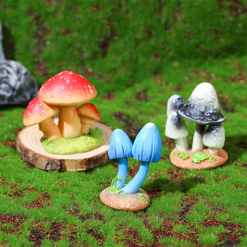 Resin Mushroom Miniature Figurine Fairy Garden Decor Micro Landscape Aquarium Ornament