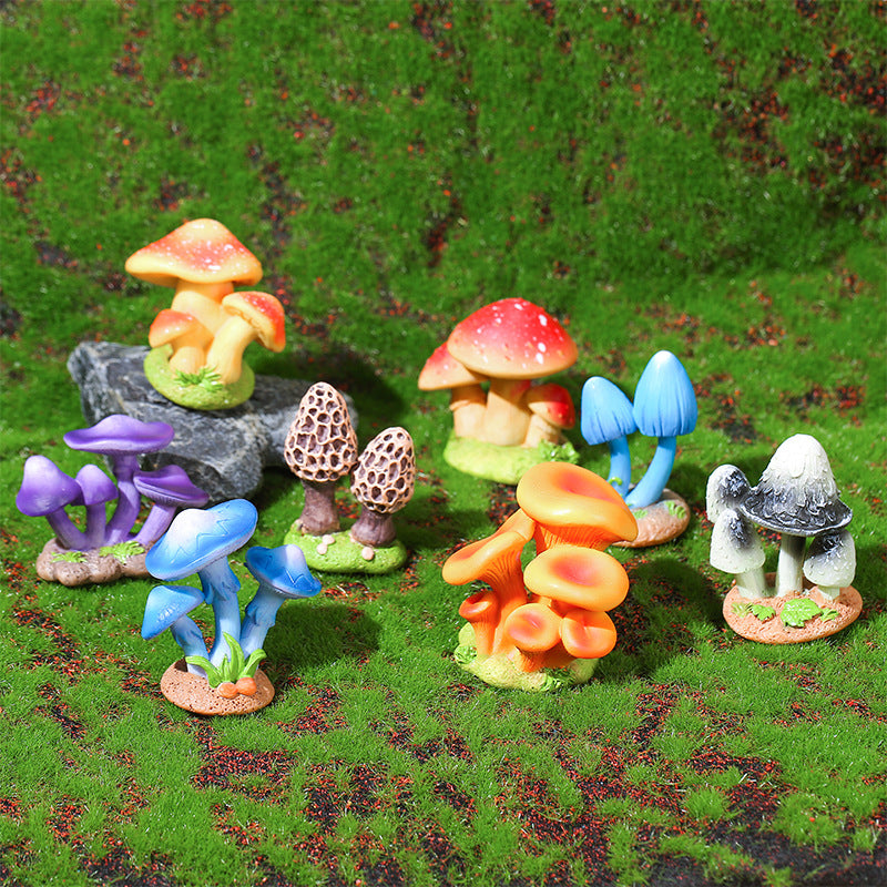 Resin Mushroom Miniature Figurine Fairy Garden Decor Micro Landscape Aquarium Ornament