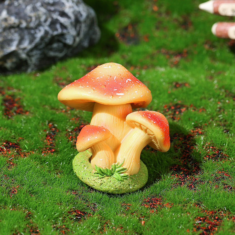 Resin Mushroom Miniature Figurine Fairy Garden Decor Micro Landscape Aquarium Ornament