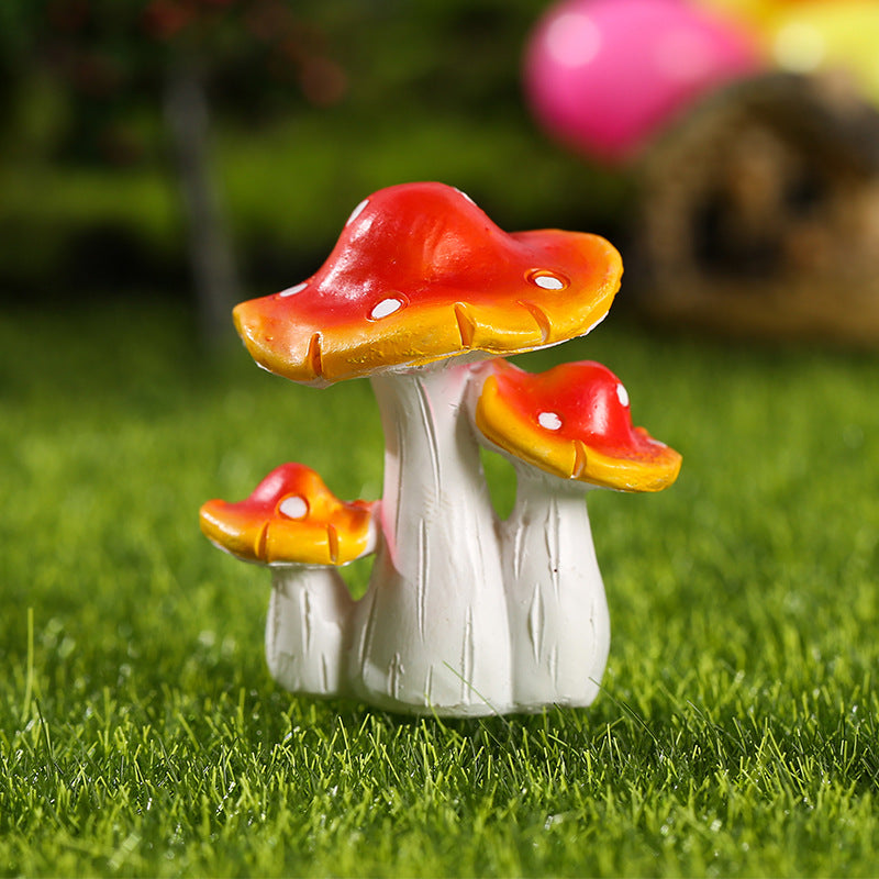 Mini Resin Mushroom Statue Colorful Fairy Garden Decor Miniature Bonsai Ornament