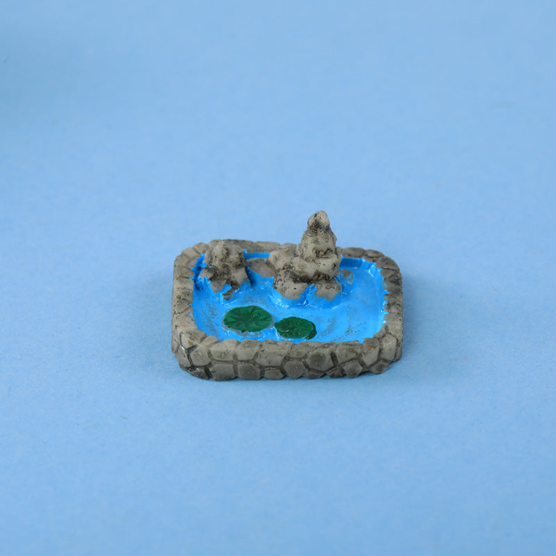 Miniature Water Pool Lotus Pond Figurine Micro Landscape DIY Fairy Garden Decor