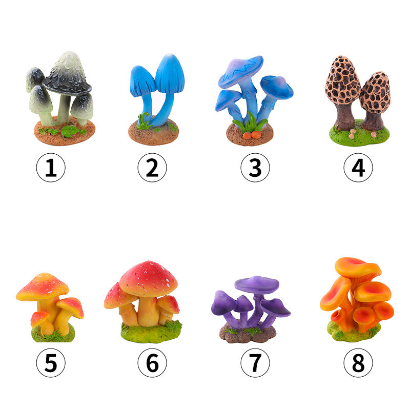 Resin Mushroom Miniature Figurine Fairy Garden Decor Micro Landscape Aquarium Ornament