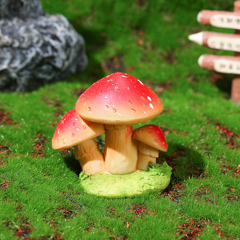 Resin Mushroom Miniature Figurine Fairy Garden Decor Micro Landscape Aquarium Ornament
