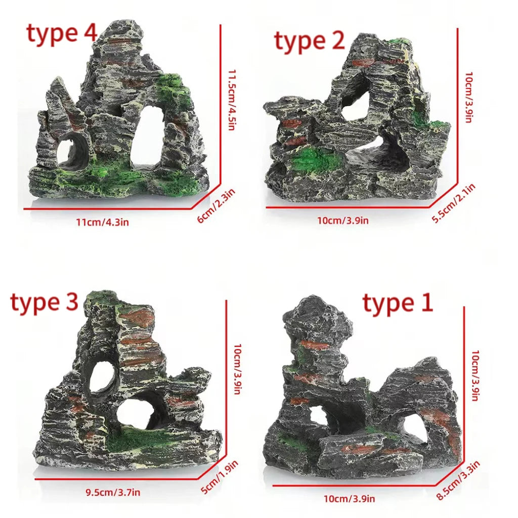 Aquarium Rockery Decoration Resin Fish Tank Landscape Stone Mountain Hiding Cave