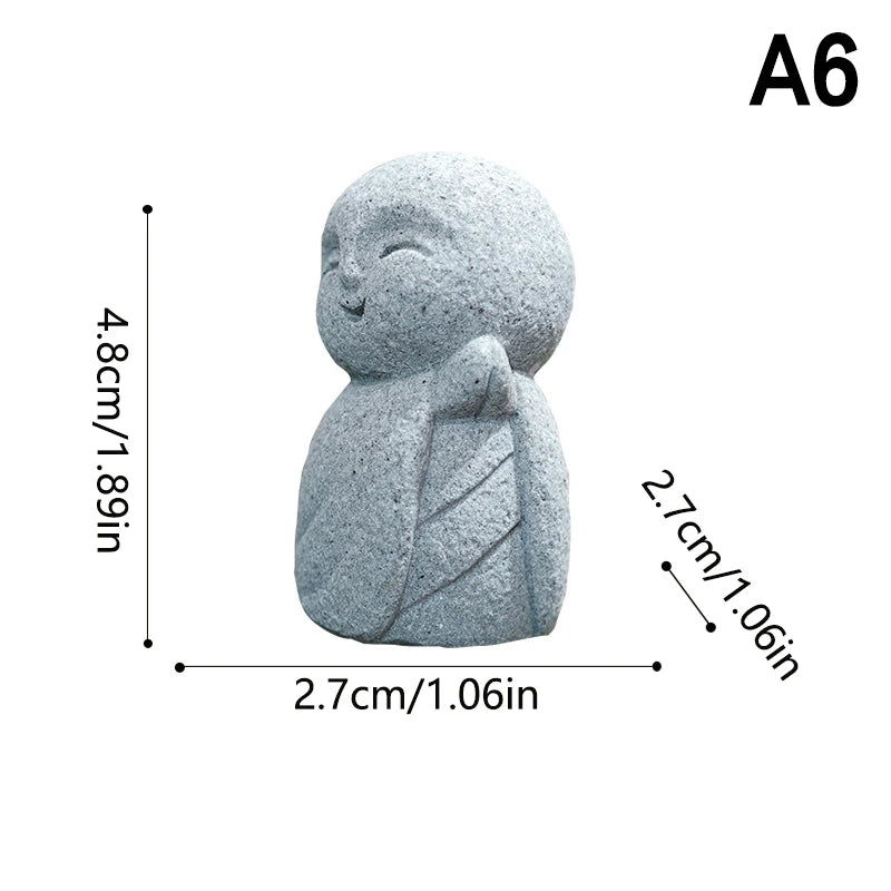 Mini Jizo Buddha Statue Japanese Zen Garden Decor Ksitigarbha Figurine Fish Tank