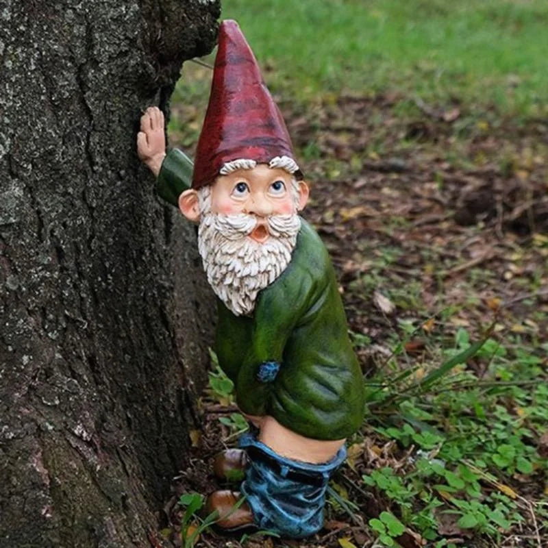 Funny Peeing Garden Gnome Statue Naughty Urinating Dwarf Figurine Yard Art Decor