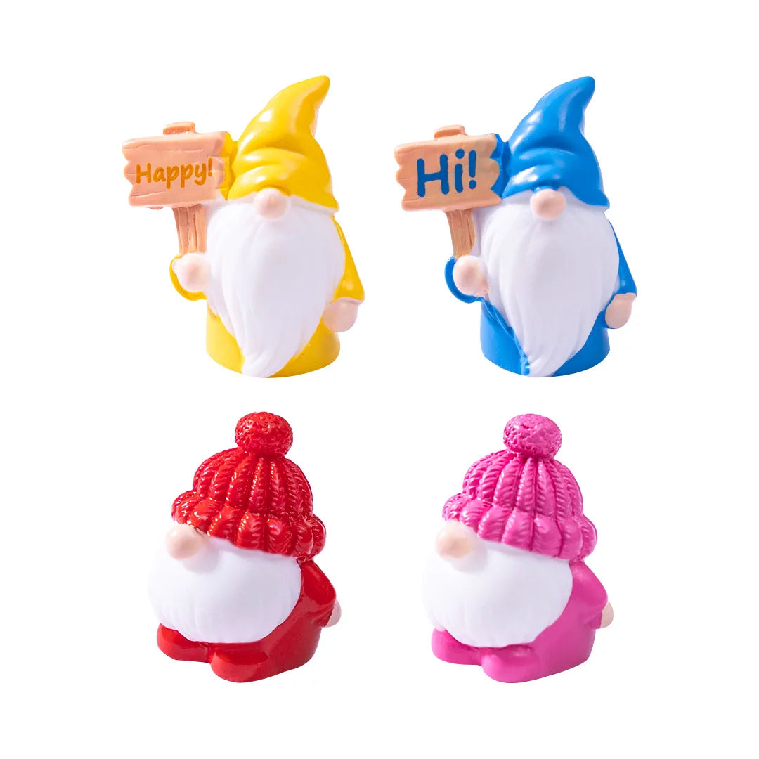 8/16pcs Mini Garden Gnomes Set Miniature Resin Dwarf Figurines Raising Signs Decor