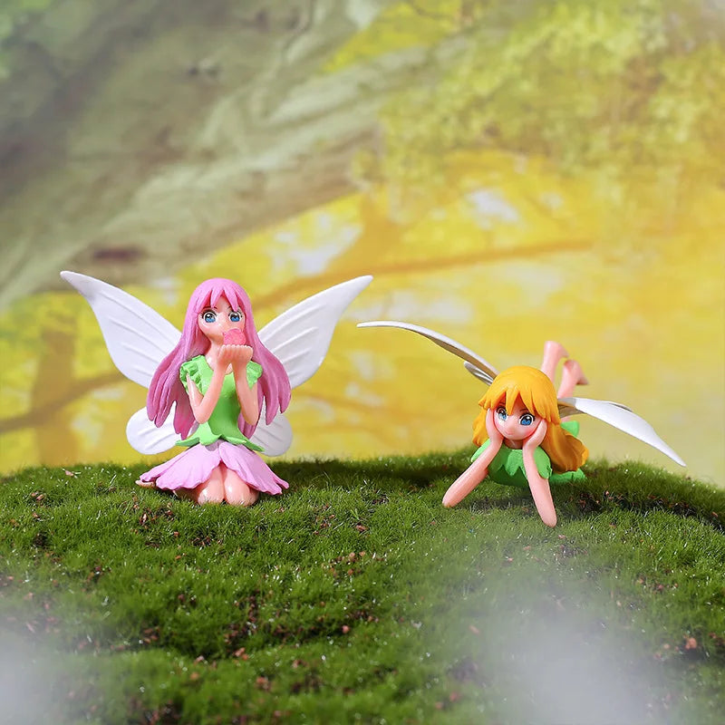 4pcs Flower Fairy Figurines Miniature Garden Decor Terrarium Cake Topper DIY Set