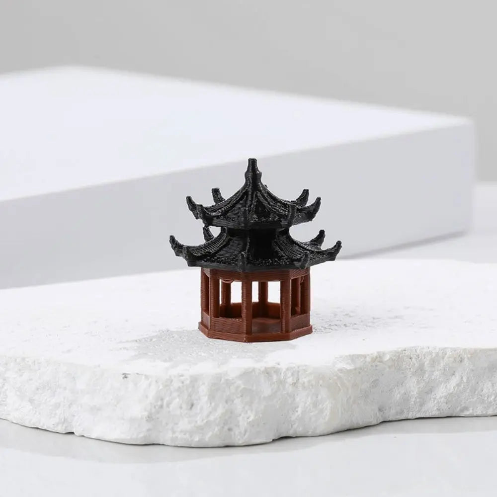 Zen Style Mini Hexagonal Pavilion Pagoda Statue for Bonsai & Fairy Garden