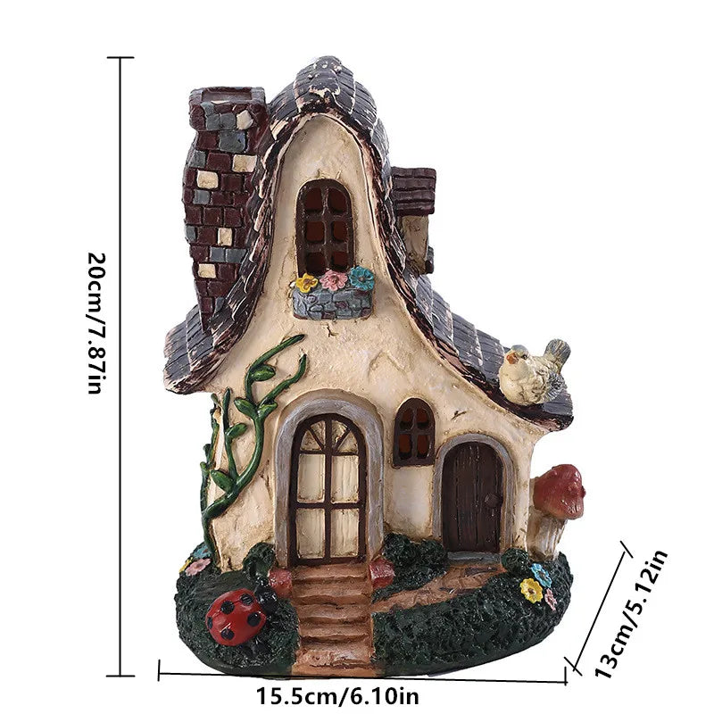 Resin Fairy Tale Dwarf House Sculpture Garden Landscape Home Restaurant Orname