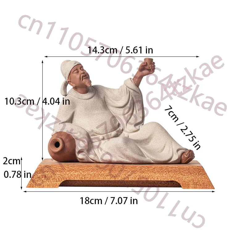 Ancient Li Bai Porcelain Sculpture Fine Ceramic Art Figurine Office Table Ornament
