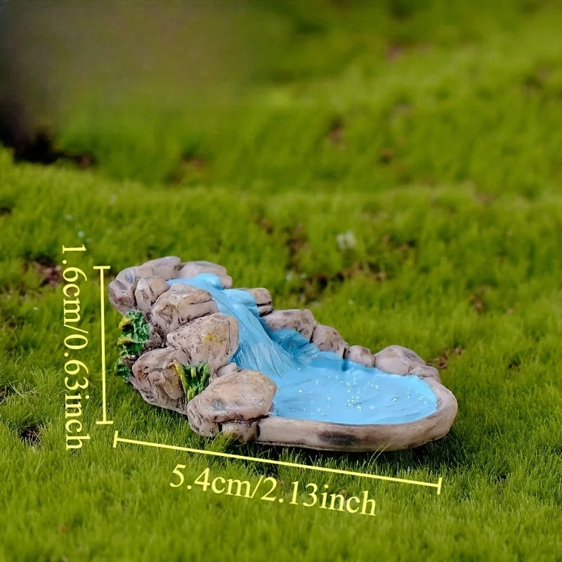 Turquoise Resin Mini Pond Water Pool Figurine Fairy Garden Decor Miniature Pond