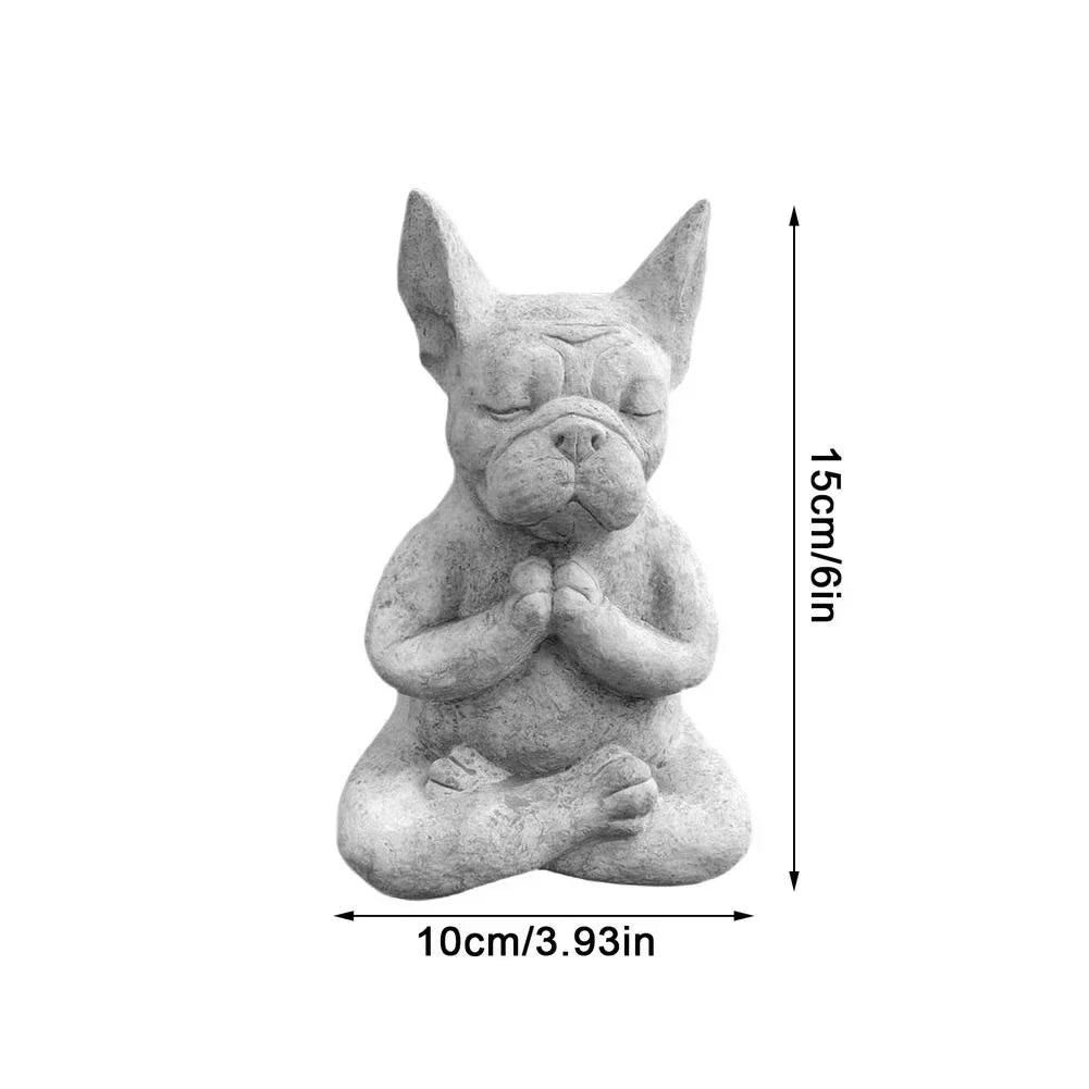 Zen French Bulldog Statue Meditating Yoga Dog Figurine Resin Garden Decor Waterproof
