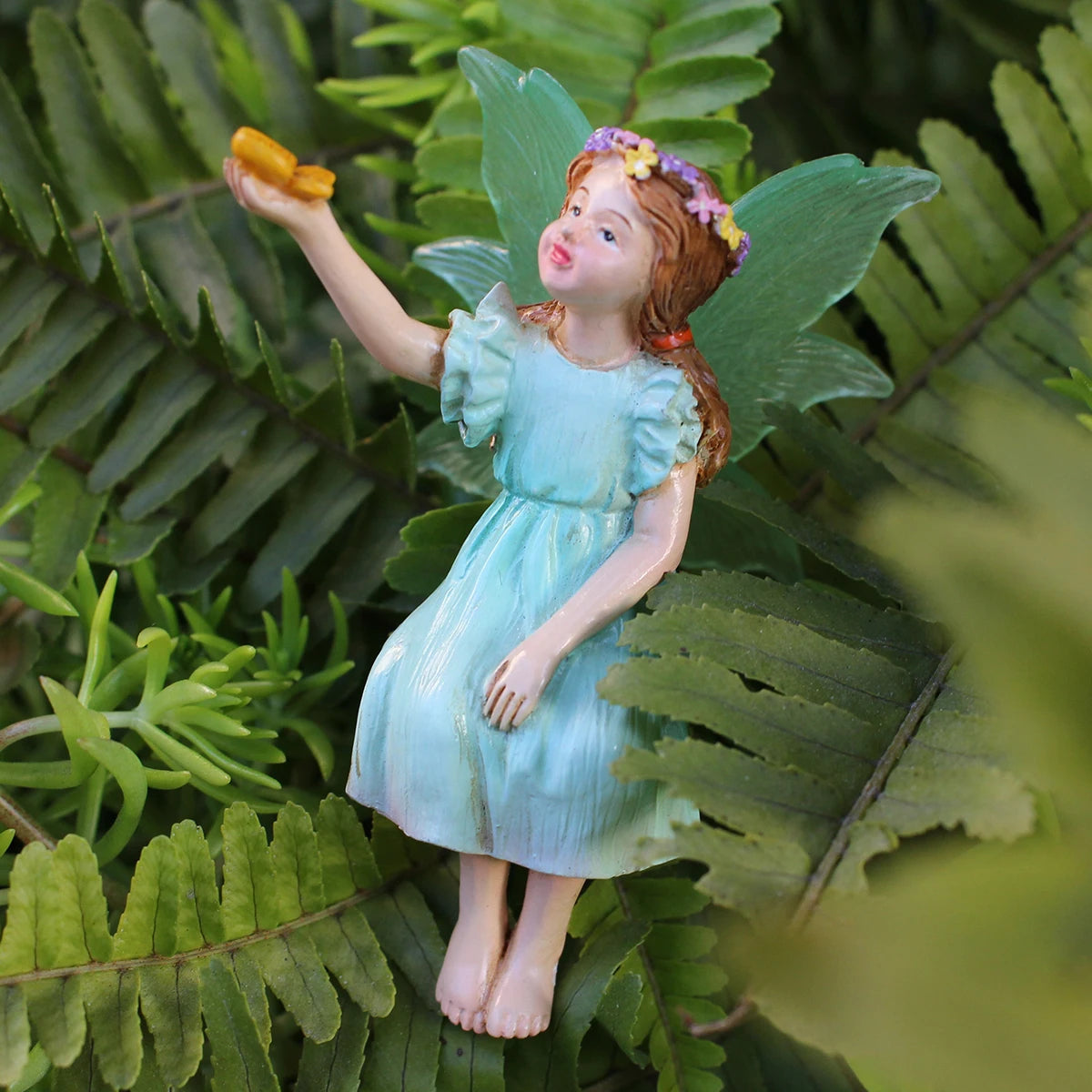 Fairy with Butterflies Garden Statue Resin Miniature Figurine Outdoor Decor Gift