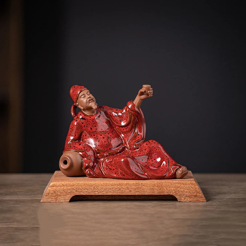 Ancient Li Bai Porcelain Sculpture Fine Ceramic Art Figurine Office Table Ornament