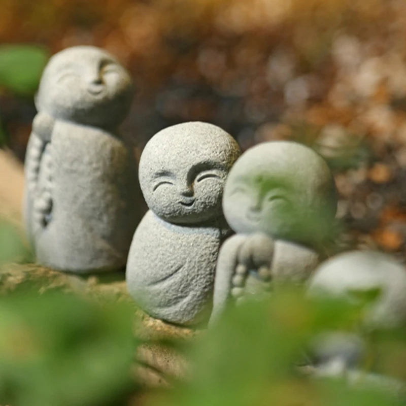 Mini Jizo Buddha Statue Japanese Zen Garden Decor Ksitigarbha Figurine Fish Tank