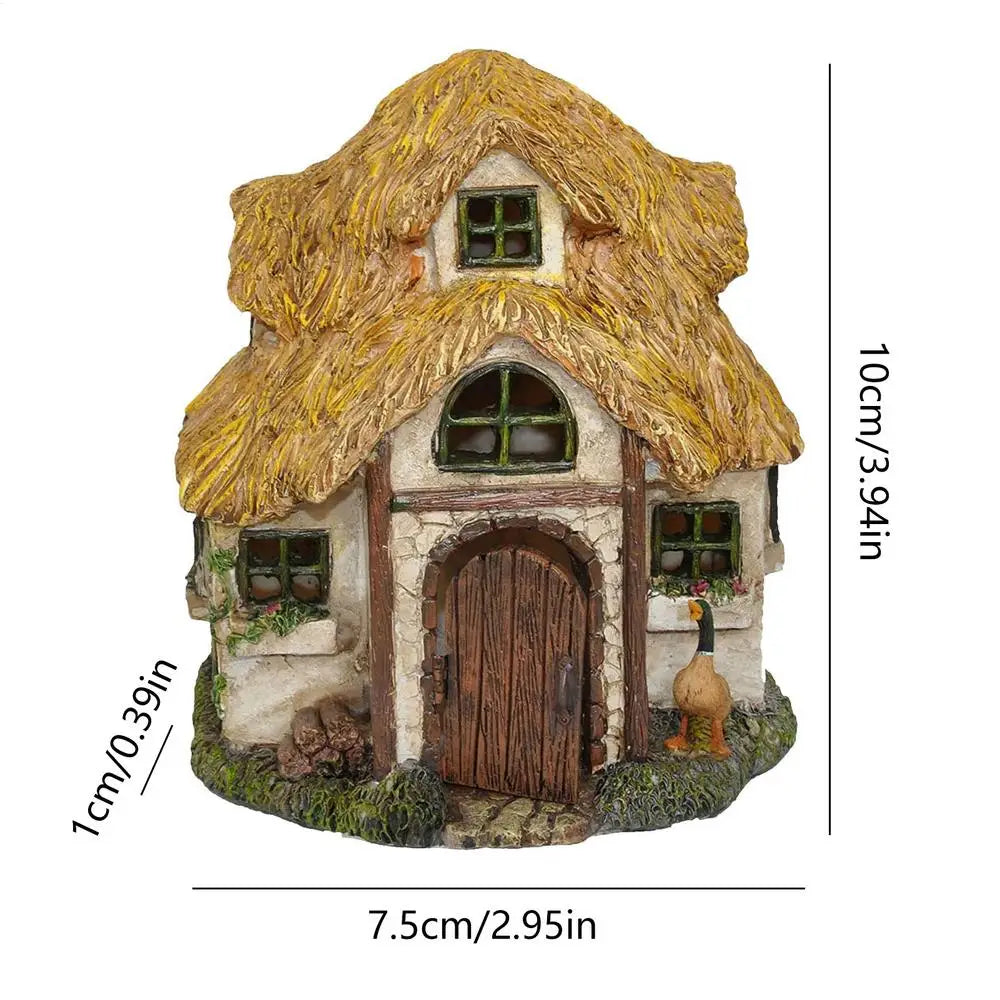 Waterproof Resin Gnome Fairy House Figurine Outdoor Garden Yard Lawn Ornament