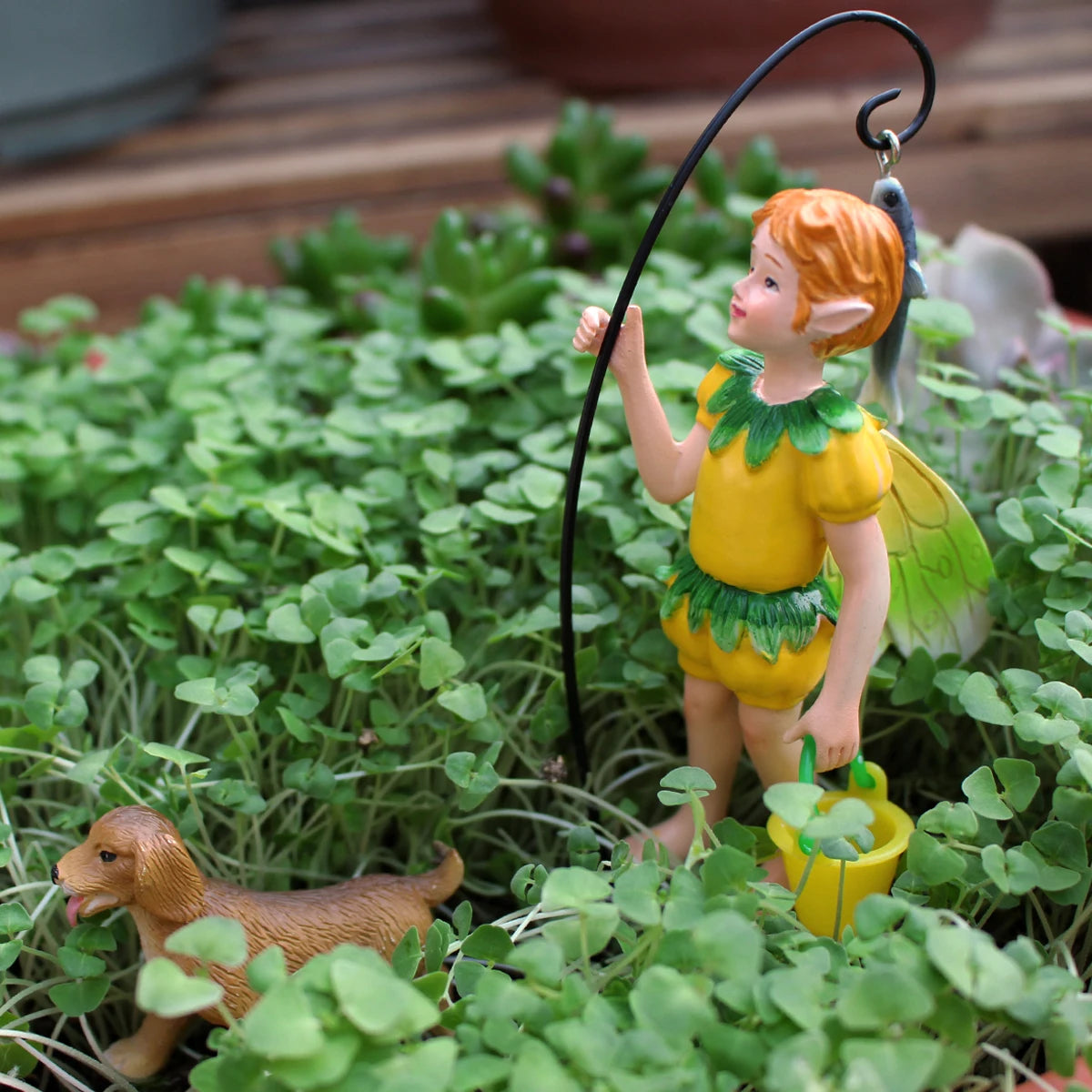 Miniature Flower Fairy & Fish Statue Resin Craft for Fairy Garden Bonsai Decor