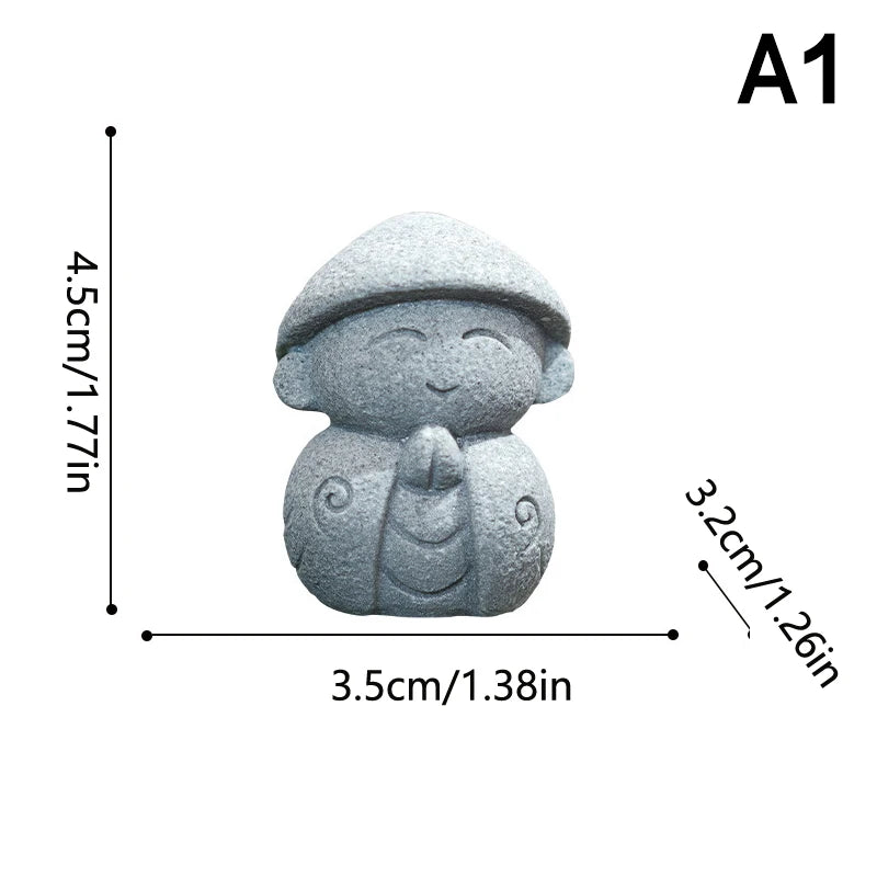 Mini Jizo Buddha Statue Japanese Zen Garden Decor Ksitigarbha Figurine Fish Tank