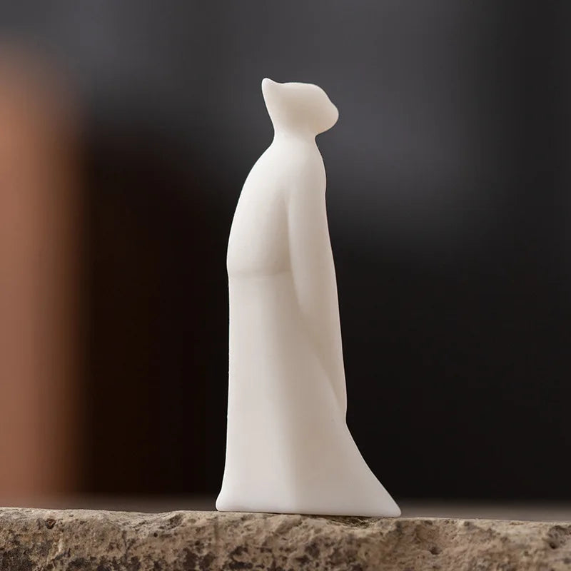 Zen Mini Buddha Statue White Porcelain Figurine Tea Pet Ceremony Ornament Decor