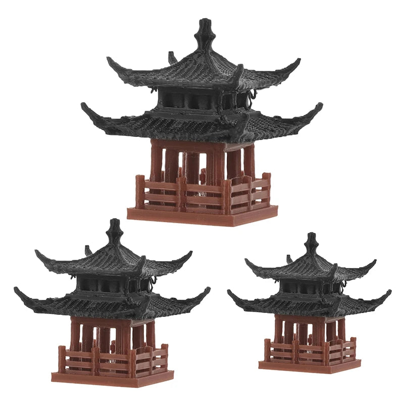 Miniature Zen Pagoda Statue Resin Japanese Pavilion Fairy Garden Bonsai Decor
