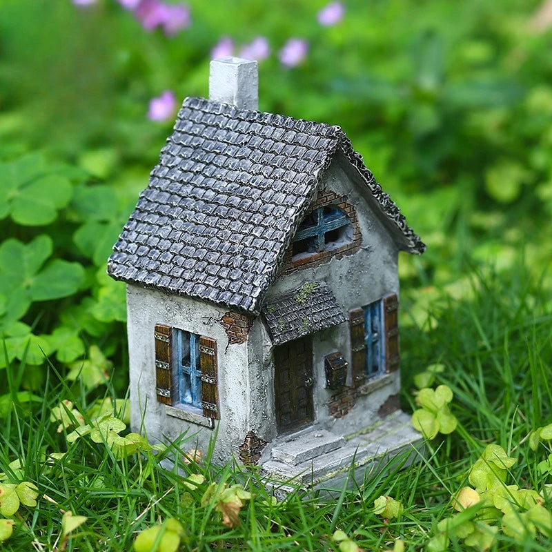 Miniature Fairy Tale House Resin Sculpture Garden Dwarf Home Witch Castle Decor