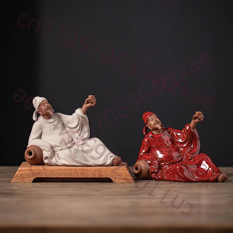 Ancient Li Bai Porcelain Sculpture Fine Ceramic Art Figurine Office Table Ornament