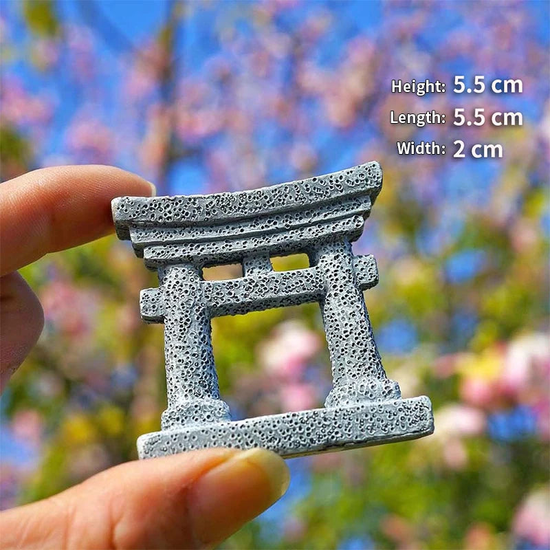 Miniature Torii Gate Japanese Zen Garden Decor Shinto Door Figurine Micro Craft
