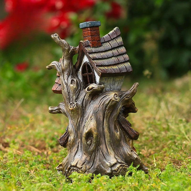 Miniature Fairy Tale House Resin Sculpture Garden Dwarf Home Witch Castle Decor