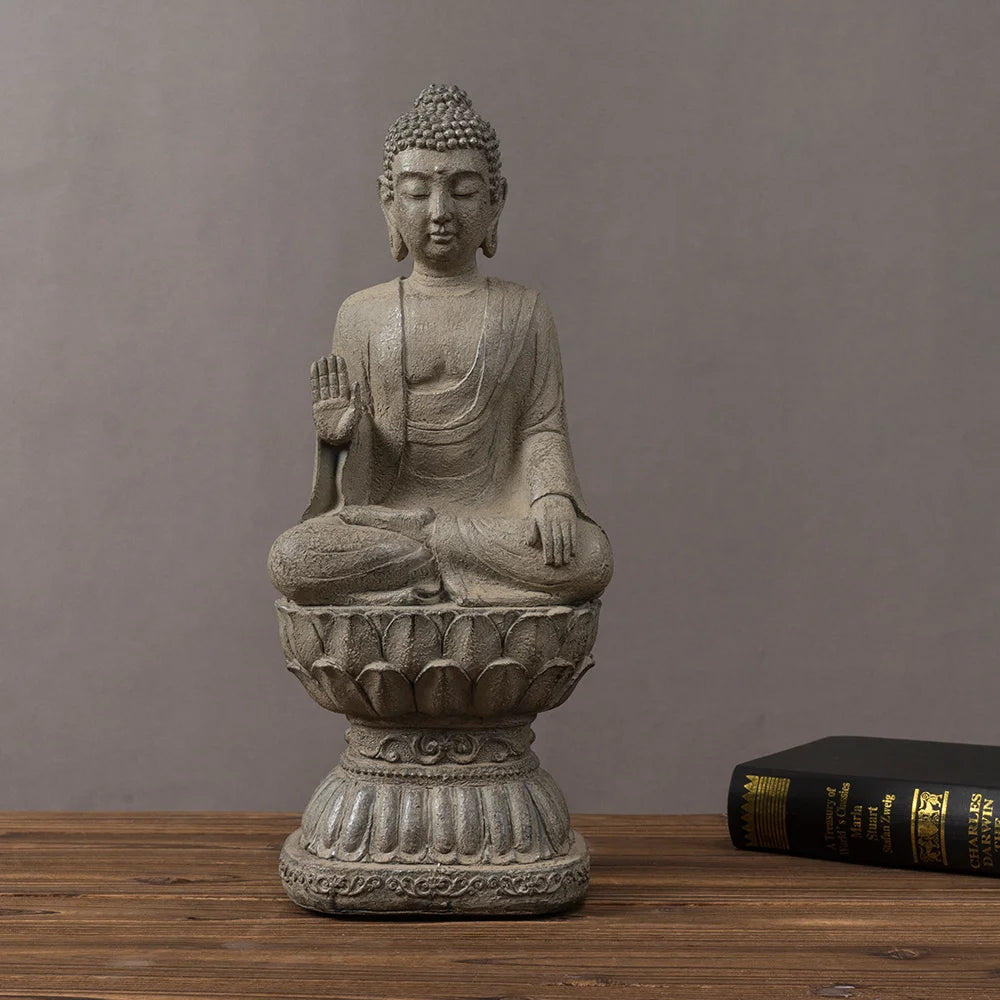 Chinese Zen Buddha Statue Resin Meditating Buddha Sculpture Feng Shui Home Decor