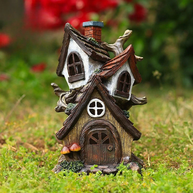 Miniature Fairy Tale House Resin Sculpture Garden Dwarf Home Witch Castle Decor