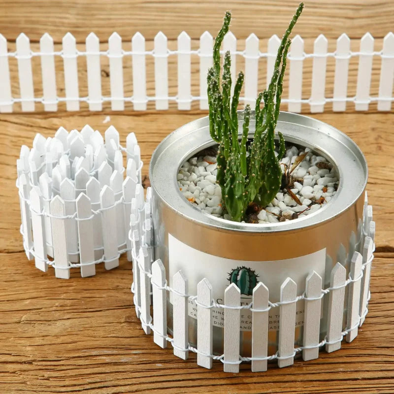 Miniature Wooden Picket Fence Flexible Garden Decor for Terrarium Fairy Garden