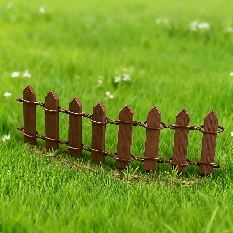 Miniature Wooden Picket Fence Flexible Garden Decor for Terrarium Fairy Garden