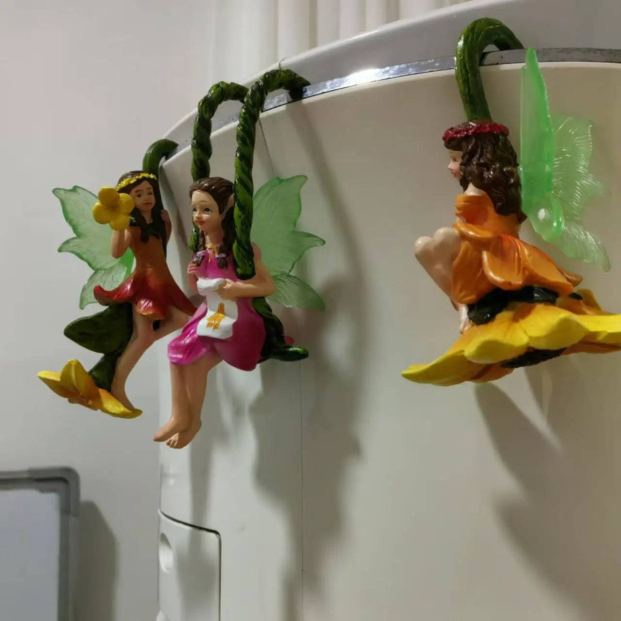 3pcs Tree Vine Flower Fairy Pot Huggers Resin Hanging Dwarf Garden Decoration