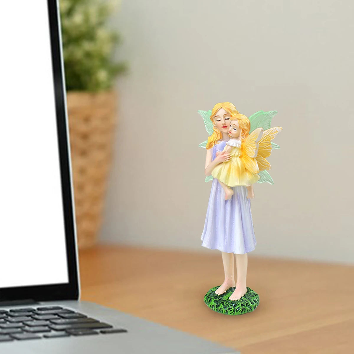Mother's Day Gift Flower Fairy Mother and Daughter Statue Glow in the Dark Wings