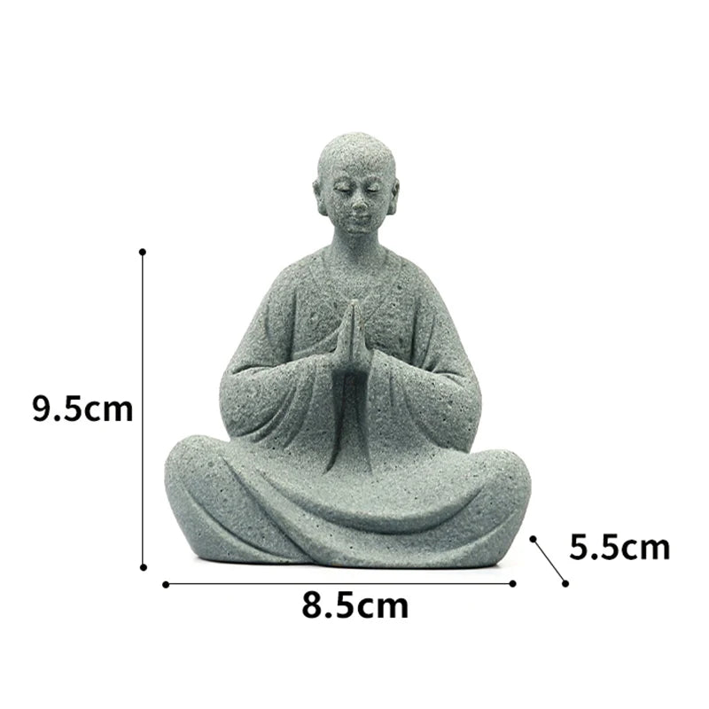 White Stone Monk Statue Zen Buddha Figurine Fish Tank Moss Bonsai Garden Decor
